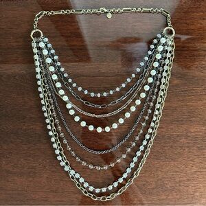 Multi-Strand Necklace Mixed Material Pearls Chains